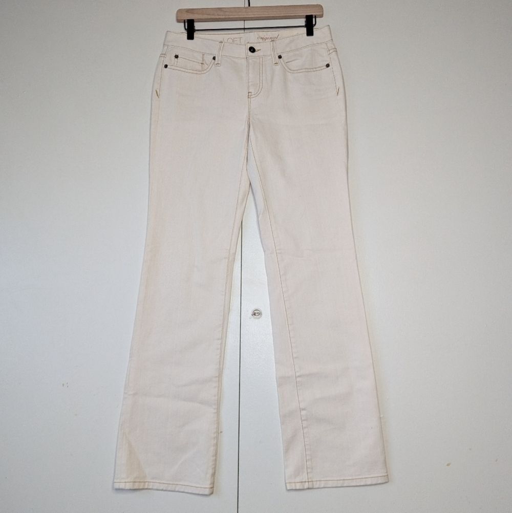 Ann Taylor LOFT White Denim Bootcut Midrise Jeans Pants Size 4
